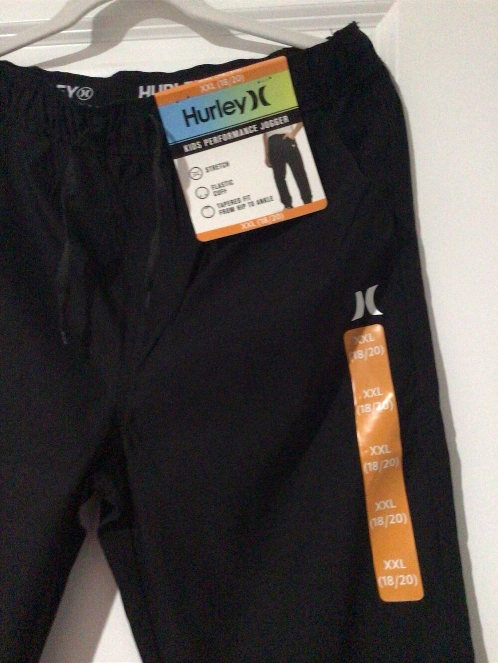 Hurley Youth Performance Jogger Size 18/20 Black Stretch Pacer Twill $40 NEW